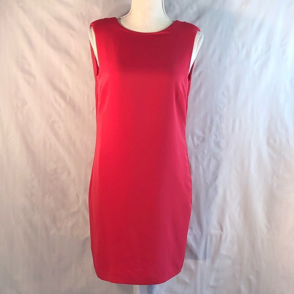 Zara Dress Red Deep Drape Back Sleeveless Sheath Cocktail XS 👍